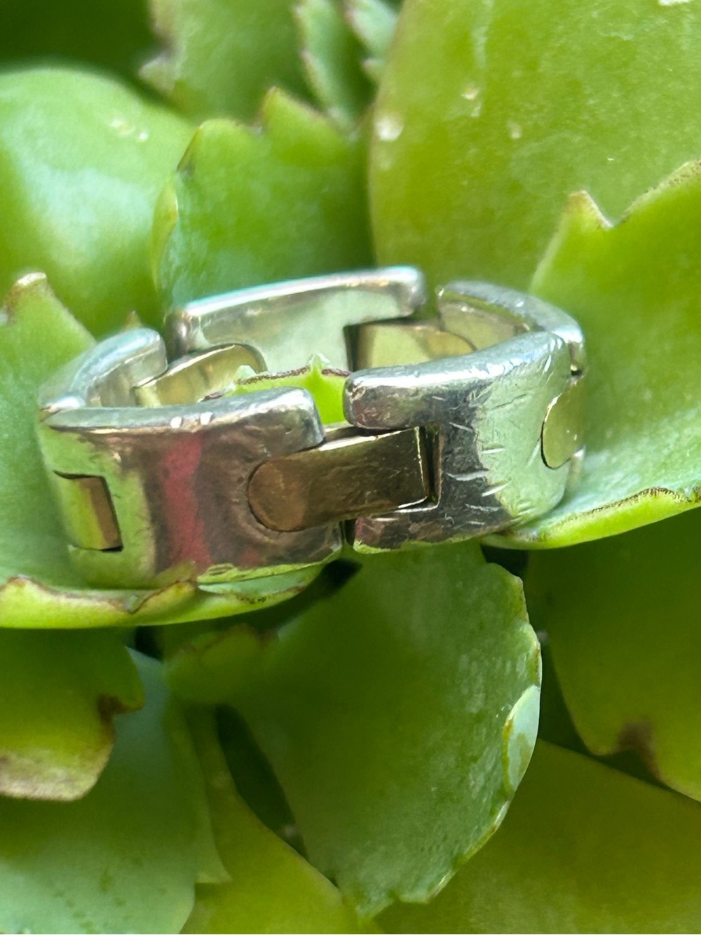 Vintage Tiffany & Co. sterling silver 18k yellow gold square-link two-tone sz 6